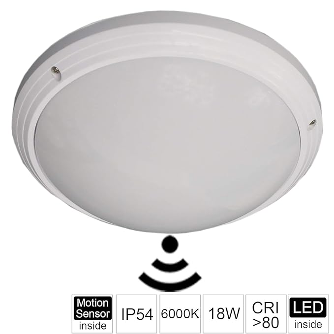 Led Ceiling Light Fixtures Motion Sensor Waterproof(IP54) 18W 1800Lm