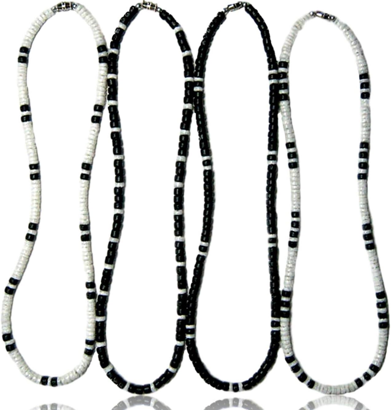 Affordable 4 Pack Puka Shell and Coco Bead Surfer Necklaces - 5mm (3/16")