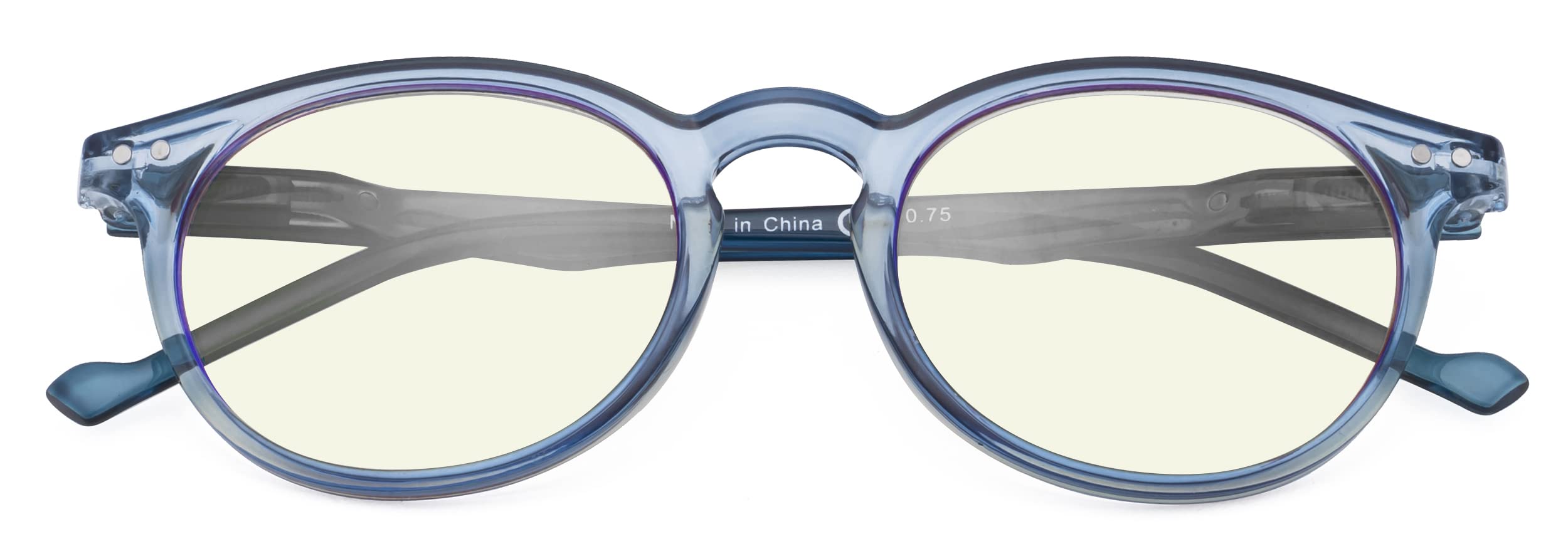CessBlu Ladies Computer Glasses Round Oval Blue Light Filter Eyeglasses Women(Blue)