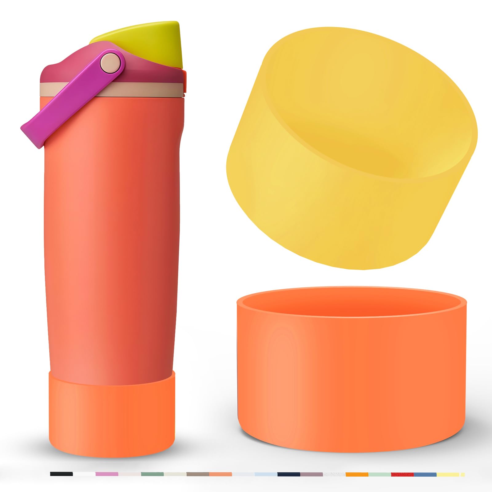 Photo 1 of 2 Pcs Silicone Boot for Owala 40oz & 30oz FreeSip Sway Tumblers, Protective Bottom Bumper Anti-Slip Sleeve Accessories for FreeSip Sway Water Bottles, Dishwasher Safe and BPA Free(Neon Nectar)