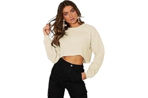 Kyerivs Casual Crop Sweatshirt for Women Crewneck Cropped Shirts Workout Long Sleeve Crop Tops
