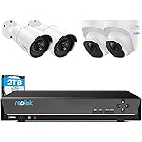 REOLINK 8CH 5MP Home Security Camera System, 4pcs Wired 5MP Outdoor PoE IP Cameras, 8MP 8CH NVR with 2TB HDD for 24-7 Recordi