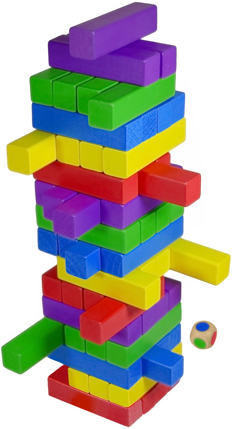 CoolToys Timber Tower Wooden Block Stacking Game – Color Match Playset (60 Pieces)
