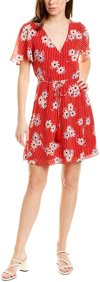 red floral mini dress
