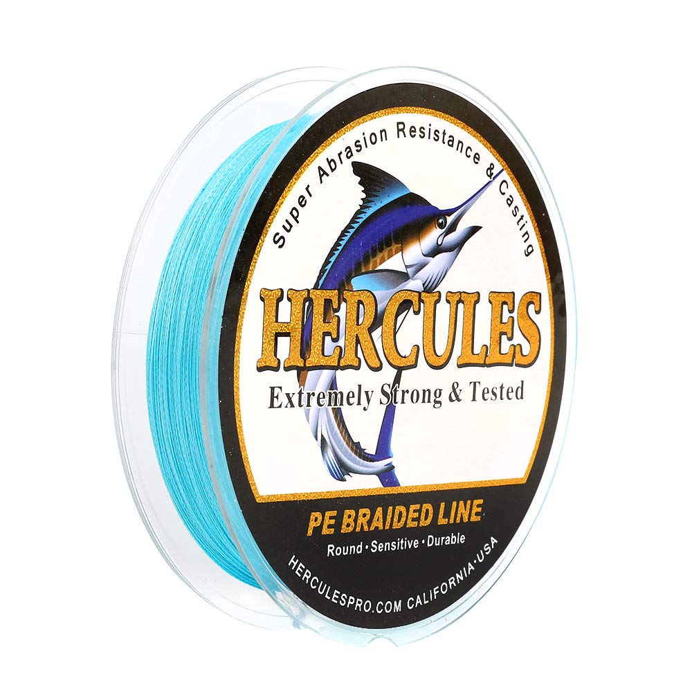 Hercules Super Strong 500M 547 Yards Braided Fishing Line 20 LB Test for Saltwater Freshwater PE Braid Fish Lines 4 Strands - Blue, 20LB (9.1KG), 0.20MM