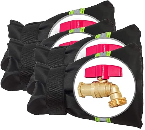 POROLIR Outdoor Faucet Covers for Winter Freeze Protection, Upgraded Thicken 8.5" H x 6.1" W Outside Faucet Socks for Winter Waterproof Hose Bibs Insulated Spigot Cover, 4 Pack Reflective Black