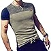 LOGEEYAR Mens Premium Fitted Short-Sleeve Contrast Color Stitching T-Shirt (M, Navy Blue)