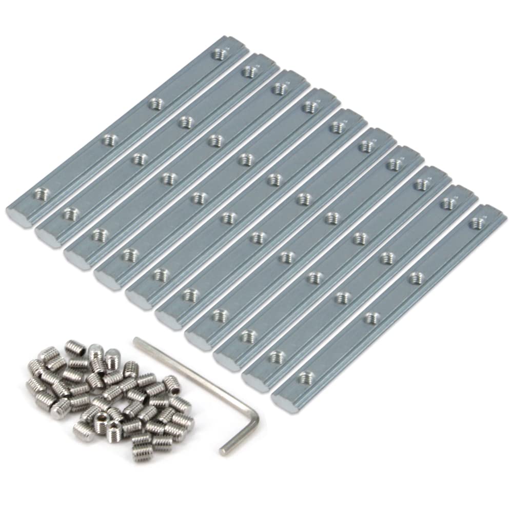 Zeberoxyz 10pcs Straight Line Connector Length 3.9inch Joint Bracket with M5 Screws for 2020 Series T Slot 6mm Aluminum Extrusion Profile (Straight Brackets-Silver)
