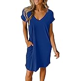 BTFBM Womens Summer Dresses 2026 Pockets Short Sleeve Loose Nightgowns Pajama Beach Vacation Casual Spring T Shirt Dress