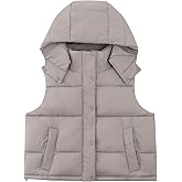MOMOSTAY Women's Removable Hooded Puffer Vest Lightweight Quilted Stand Collar Sleeveless Jackets Warm Winter Outerwear Coat
