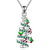 CRMAD Christmas Tree Necklace for Women Sterling Silver Christmas Jewelry Gifts