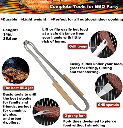 image for ROMANTICIST 4Pc BBQ Grilling Tools Set - Heavy Duty Stainless Steel Ba
