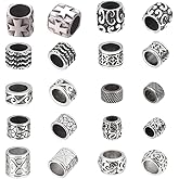 PH PandaHall 10pcs Large Hole Spacer Beads, 10 Style 304 Stainless Steel European Beads Antique Silver Loose Beads for Bracelet Necklace DIY Jewelry Making Hole: 5.5~9mm