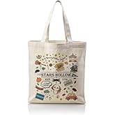 WDSXWH Stars Hollow Inspired Tote Bag, Reusable Grocery Bags, Dragonfly Inn Shopping Bags, Cloth Cotton Totes Bag with Pattern