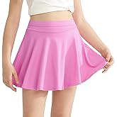 WISREMT Girls Tennis Golf Skirt, Kids Sport Skort, Running Skirts with Inner Shorts and Pockets, Elastic High Waist Skorts