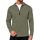Yousify Mens Quarter Zip Hoodie Sweatshirts Long Sleeve Casual Pullover Sports Outdoor Hoodies with Zip Pockets