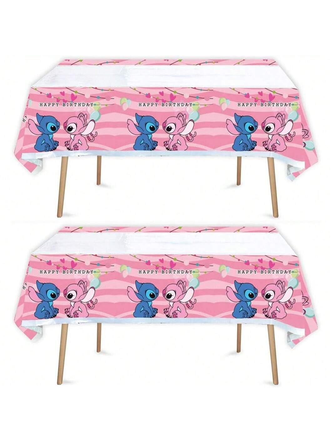 AQHOFSV 2pcs Pink and Blue Birthday Party Tablecloth Table Cover,Birthday Supplies Decorations (70'' x 42'') (2pcs) (Pink)