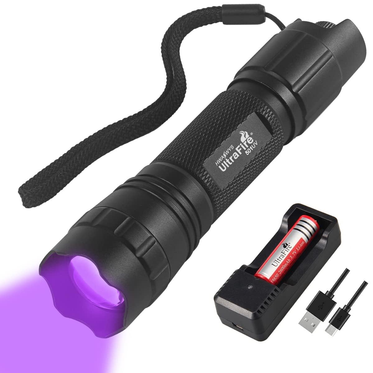 ULTRAFIRE UV Torch 395nm LED Blacklight, Stepless Dimming Zoomable UV Lamp, Small Ultraviolet Light for Curing Resin, Pet Urine Stain Detection, Scorpion Hunting, Fluorescence, 501UV