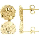 LoveBling 10k Yellow Gold Round Nugget Stud Earrings (.40")