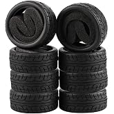 Shaluoman 8pcs 1/10 on Road Soft Tires Tyres Fit for RC 1:10 Touring On Road Car Wheels Rim Black