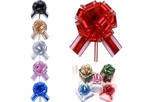 HQJAXJ 6 Pcs 6inch Pull Bow Christmas Gift Wrapping Pull Bow for Gifts Wrapping Party Birthday Holiday Gift Boxes Bow Basket Packaging Bows for Valentine's Day Presents Flower Decorations
