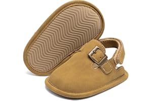 Miamooi Baby Boys Girls Suede Clogs Adjustable Lightweight Sandals Non Slip Newborn House Slippers Prewalk Crib Shoes 0-18 Months