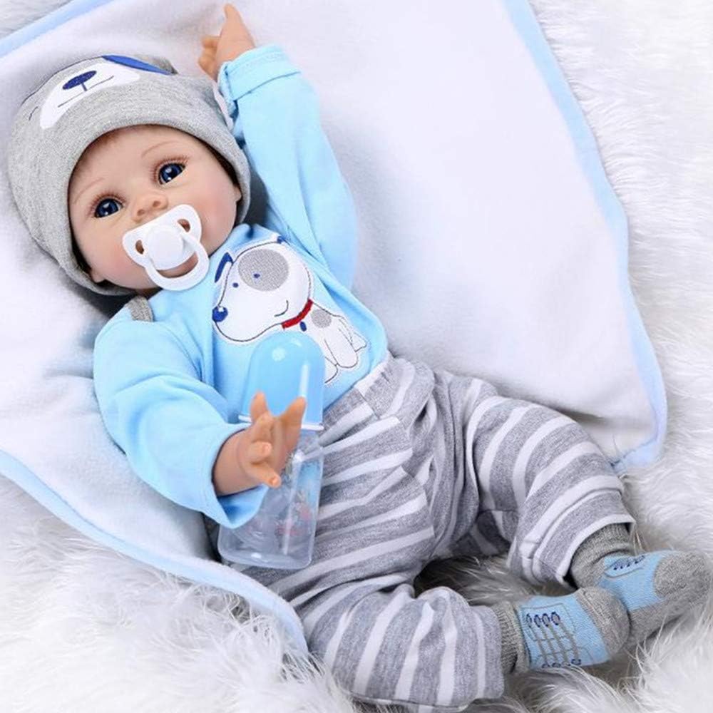 Prezzo ZIYIUI 22inch Bambola Reborn Maschio Realistica 55 cm Bambino Bambole Reborn Babys Ragazzo Silicone Dolls Vestiti Blu Giocattoli per Bambini Offerte