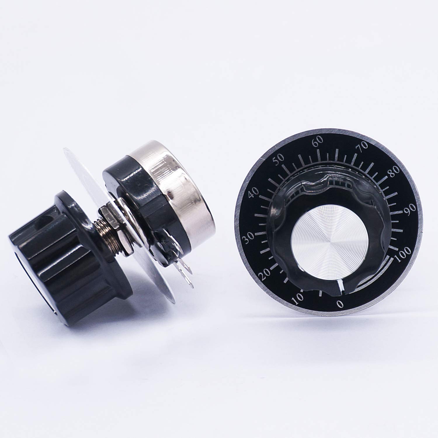 Taiss / 2pcs RV24YN20S Single Turn Carbon Film Rotary Taper Potentiometer Used for Inverter speed regulation. Motor speed control + 2pcs A03 knob + 2pcs dials (B103 10K ohm) - Image 5