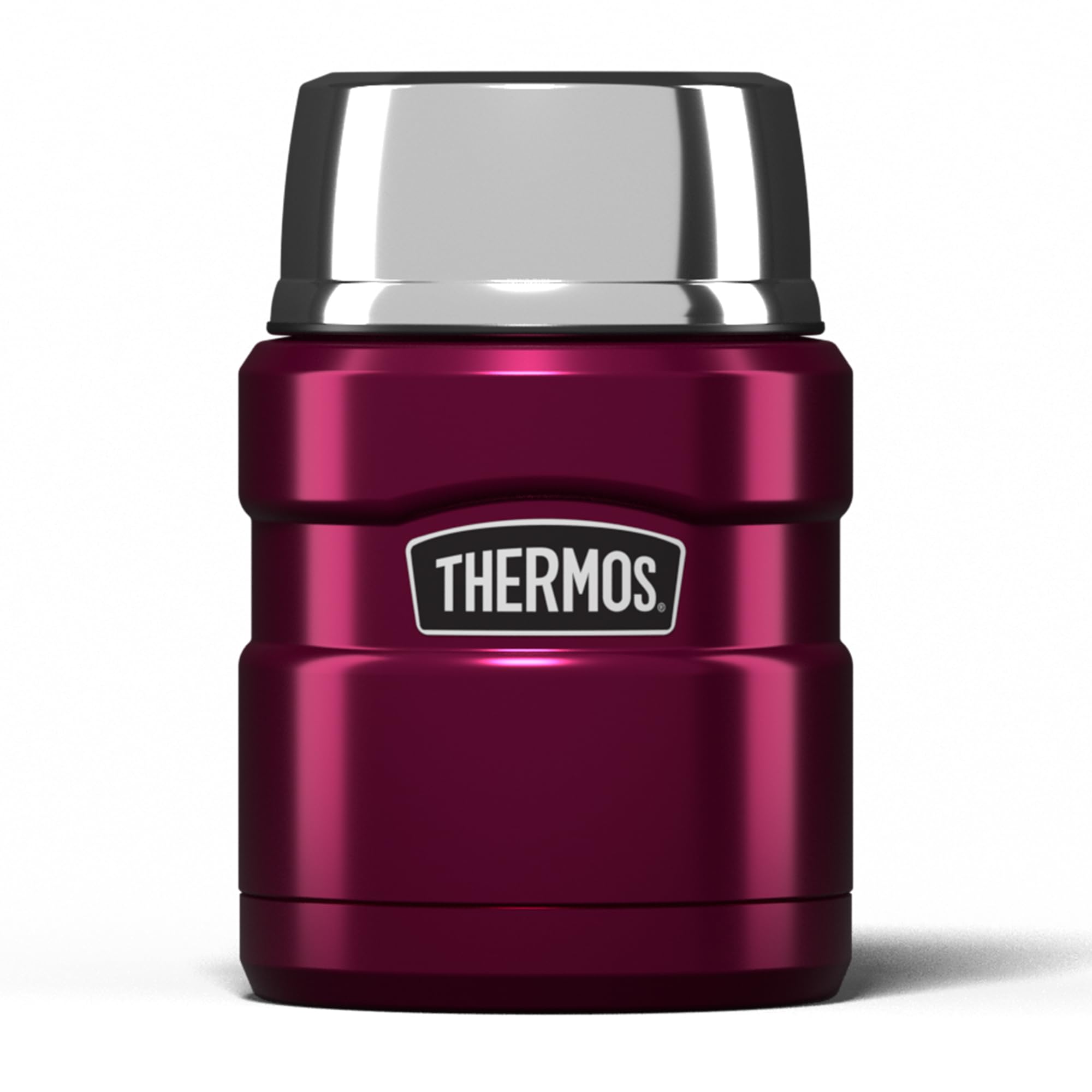 Thermos Stainless King Food Flask, 470ml Capacity - Sleek Multi- Purpose Flask for Daily Food Prep - Durable Stainless Steel with Classic Raspberry Finish - Ideal for On-the-Go Meals & Drinks