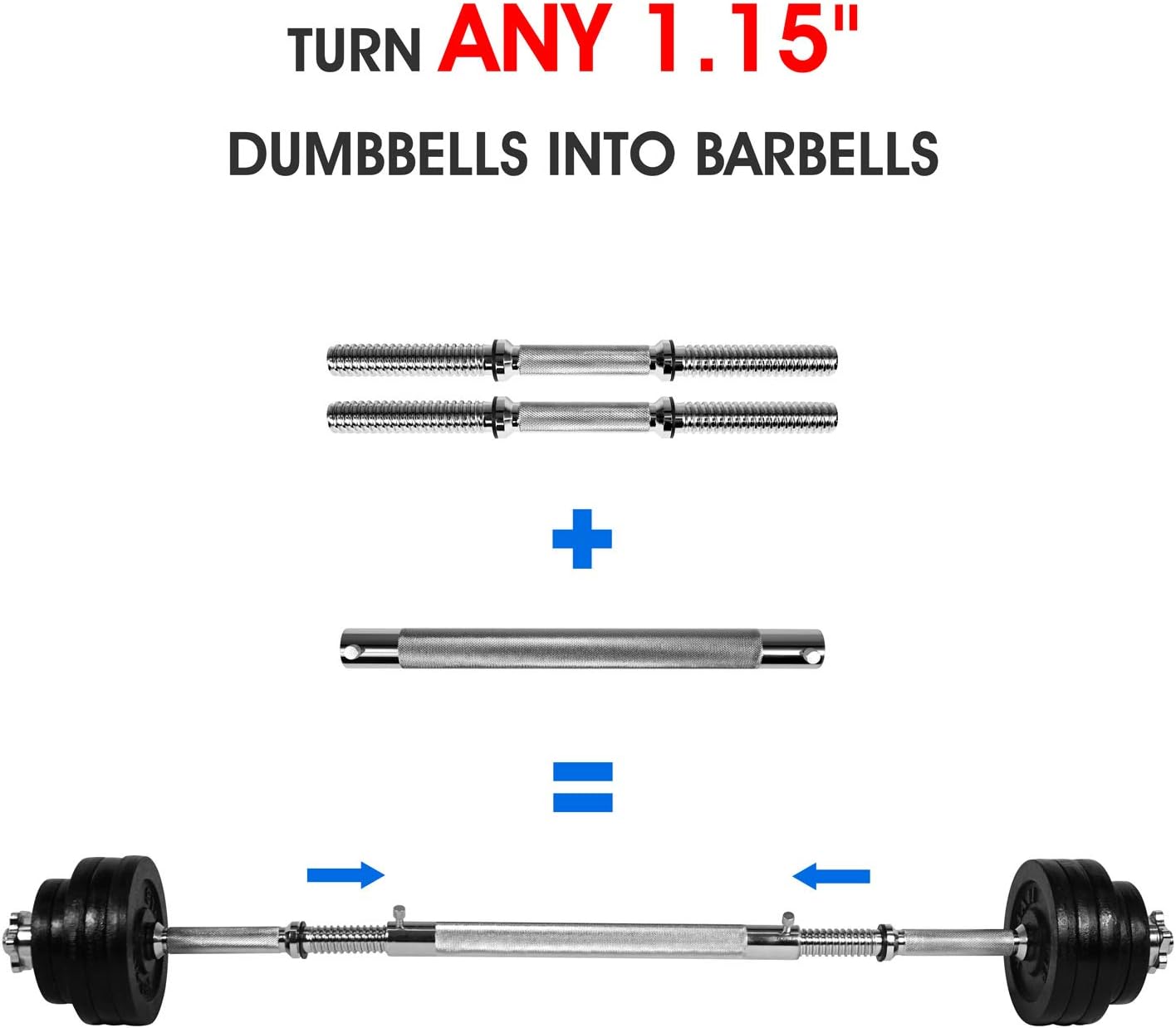 Yes4All Adjustable Dumbbells 40, 50, 52.5, 60, 105 to 200 lbs with Connector Options (F. Chrome Connector 1, 15") : Sports & Outdoors