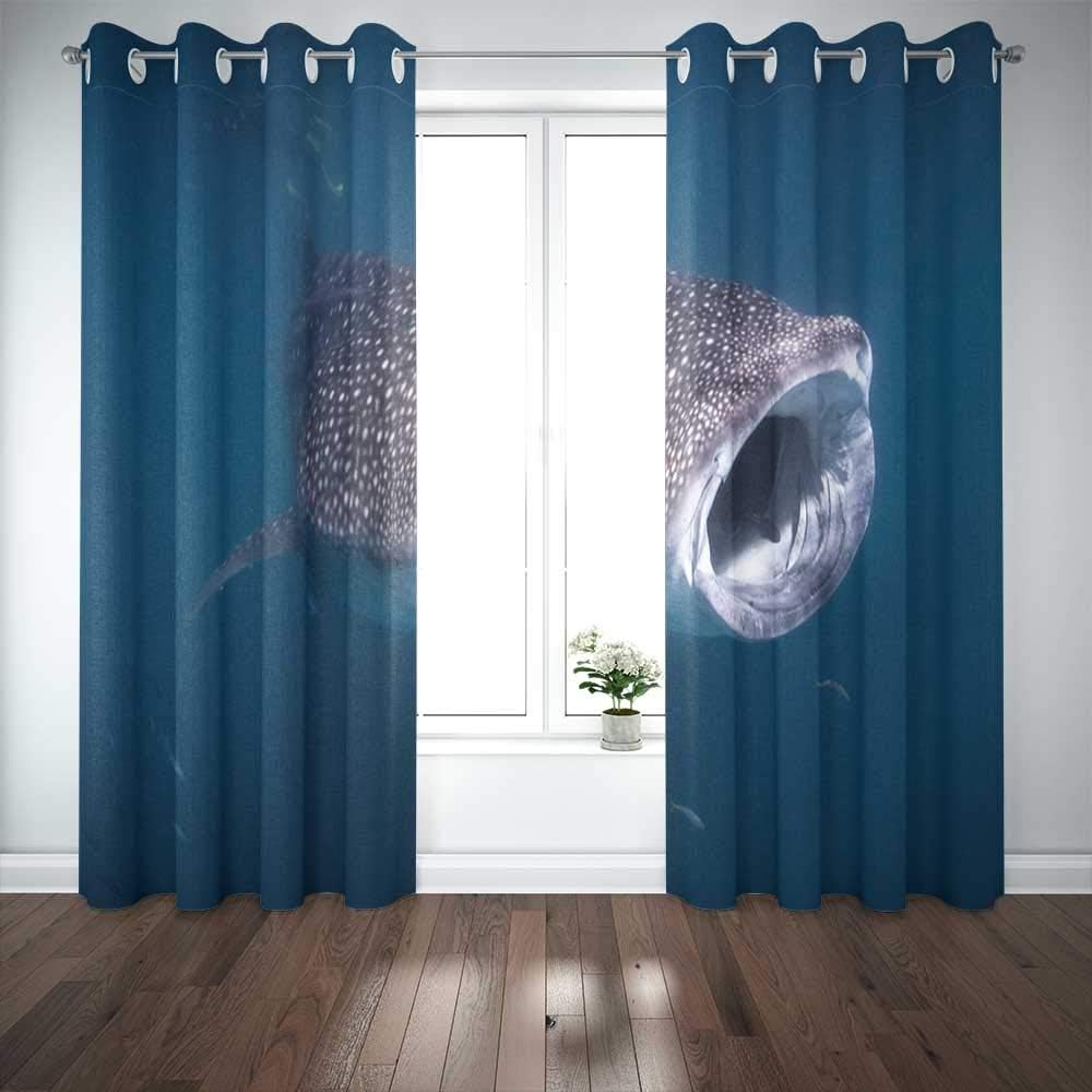 Capsceoll 52X 63 Inch 2 Panels Whale Shark Feeding in Western Australia Window Curtain Panels for Home Kitchen Bedroom,Girls and Boys Curtains