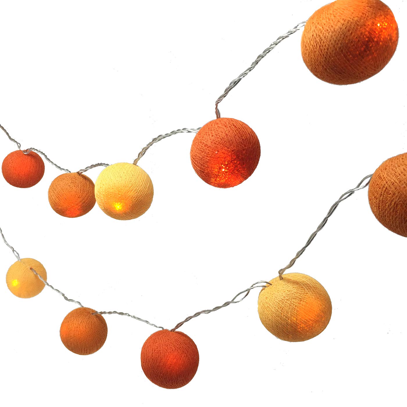 Blaze On Ambient Ball Fairy Lights (Metro Orange) – 10 Warm White LED Lights – Hand-Spun Cotton Balls – 3-Pin UK Mains Plug – Indoor Decorative String Lights