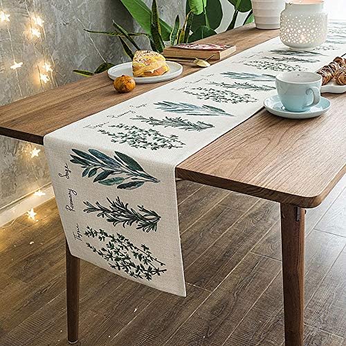 テーブルランナー おしゃれ テーブルクロスシンプルなコットンとリネンベルガモット葉パターン長方形コーヒーテーブル表旗装飾ホームテーブルクロス 用ヴィンテージ結婚式宴会装飾テーブルトップランナードレッサー Size 30 0cm