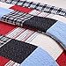 Cozy Line Plaid Quilt Sets Patchwork Bedspread Cotton Kid Bedding for Boys, Fire Truck Theme (Queen, 1 Quilt, 2 Shams)