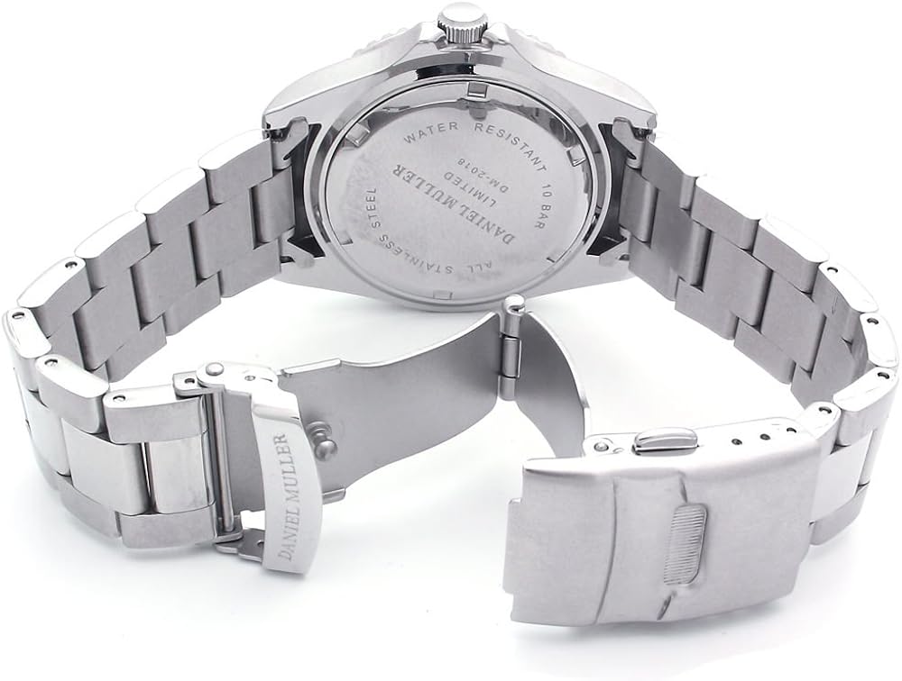 Amazon ダニエル ミューラー Daniel Muller 腕時計 オールステンレス 10気圧防水 ダイバーズウォッチ Dm 18bl ブルー 腕時計 腕時計 通販