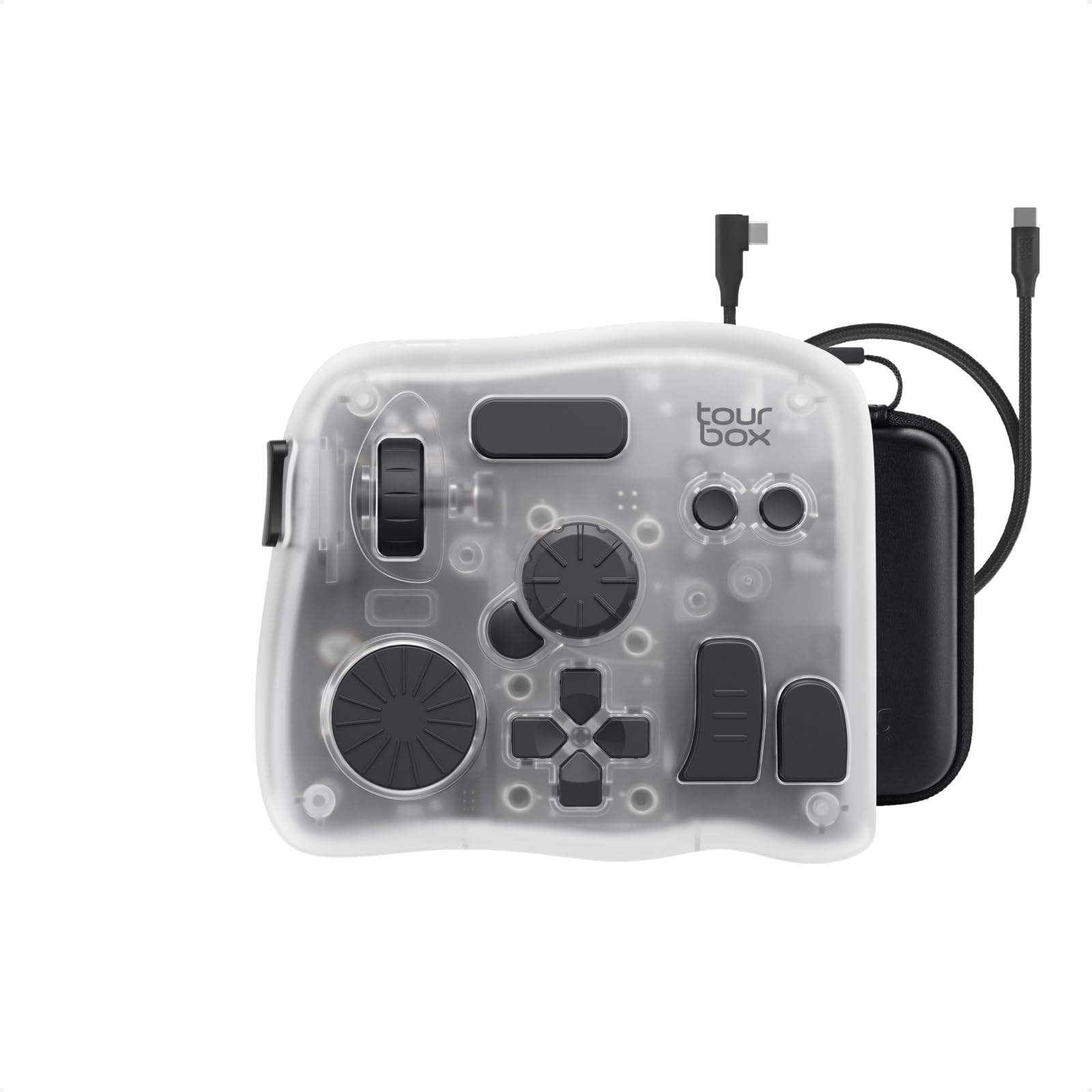 Photo 1 of TOUR BOX Elite Plus All-in-Creative Controller, Bluetooth Keyboard for Photo & Video Editing, Color Grading, Illustration, Works with Procreate, Adobe & Davinci, Cable Bag Included (Ice Translucent)