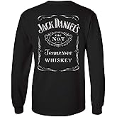 Jack Daniel's Mens Black Tee T-Shirt L/S 100% Cotton Logo