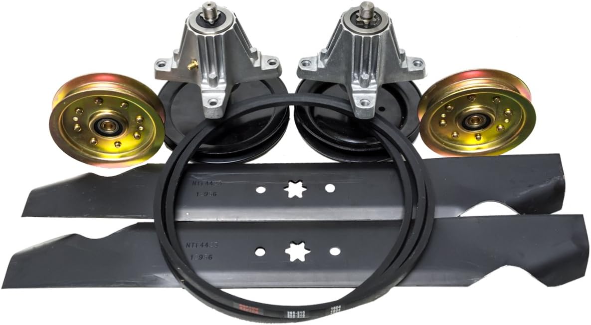 Lawn Mower 46 Deck Rebuild Kit Spindles Blades Belt Pulleys Fits Cub