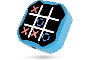 MASSRT 3-in-1 Electronic Tic Tac Toe Game, Handheld Travel Toy with Silent Mode, Fun for Kids and Adults, Blue