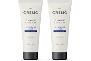 Cremo Barber Grade Cooling Shave Cream, Astonishingly Superior Ultra-Slick Shaving Cream Fights Nicks, Cuts And Razor Burn, 6 Fl Oz (2 Pack), WHITE