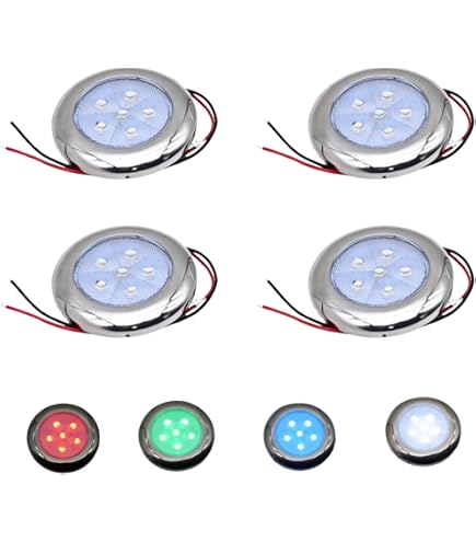 Luce LED Multiuso Attwood 6355W7 - 6 Led Bianchi 10,2 Cm - 12V DC - Impermeabile Per Barche E Camper - 4