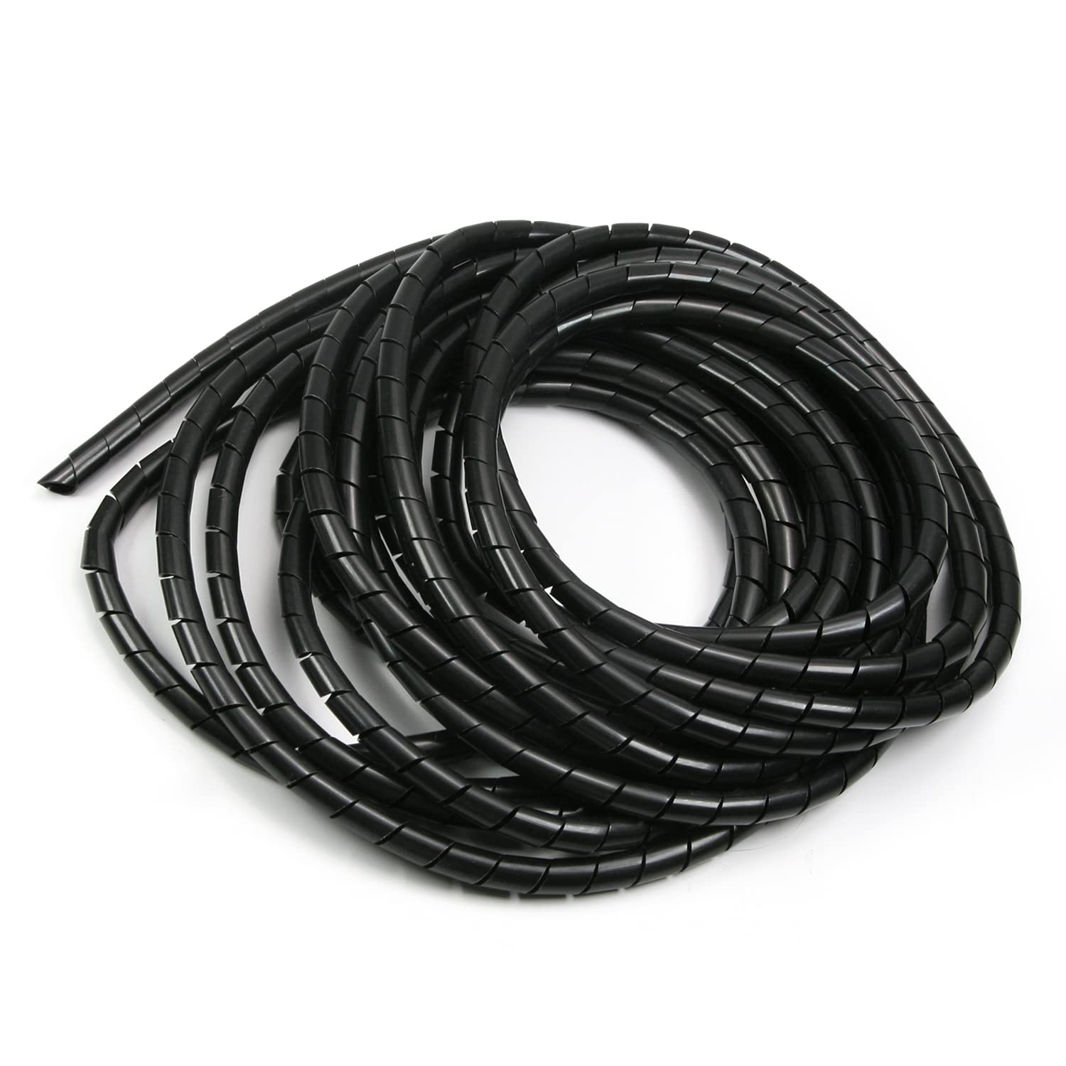 Othmro Spiral Cable Wrap Black 8-10m Length 10mm Diameter PE Computer Manage Cord Cable Wire Spiral Wrap 1pcs