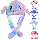 Audaisyly Funny Plush Rabbit Hat Ear Moving Jumping Hats, Cute LED Animal Beanie Cap for Women Girls Cosplay Party Holiday