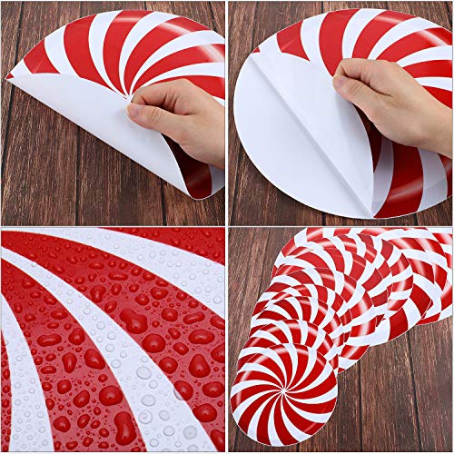 image for Outus 33 Pieces Peppermint Floor Decals Stickers Christmas Wall Window