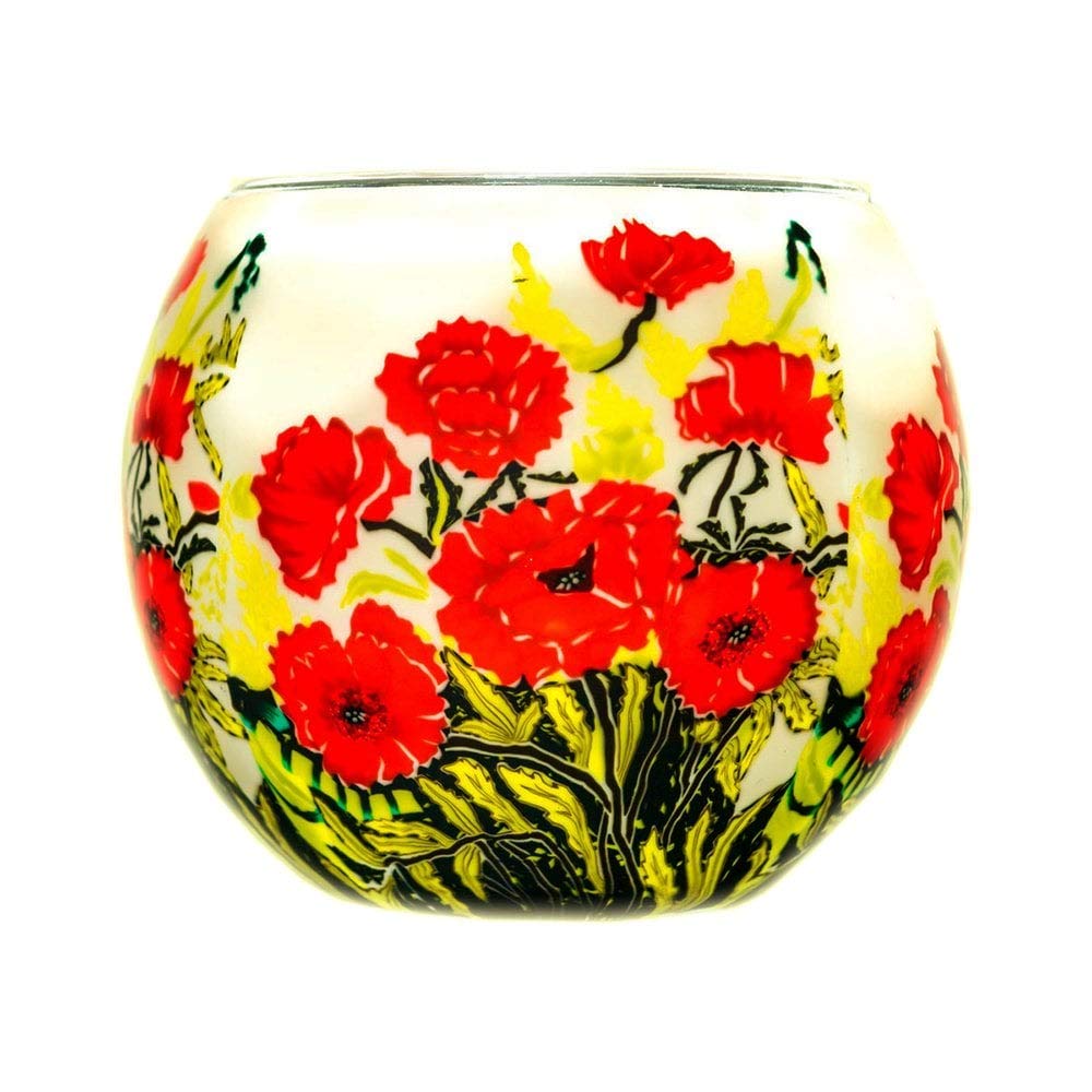 Benaya Glass Nightlight Tealight Holder - Classic Poppies