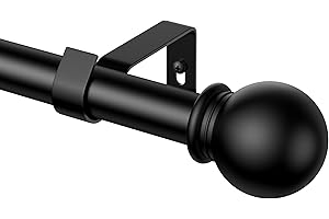 PeSenp Black Curtain Rods for Windows 48 to 84 Inch, 5/8 Inch Diameter Splicing Drapery Rods, Long Curtain Rod Set with Brack