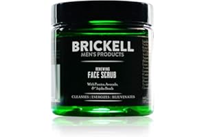 BRICKELL MEN'S PRODUCTS Brickell Men's Renewing Face Scrub for Men, Natural and Organic Deep Exfoliating Facial Scrub Formulated with Jojoba Beads, Coffee Extract and Pumice, 4 Ounce, Scented