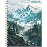 FVBAO Spiral Journal Notebook for Women,A5 College Ruled Notebooks 6"x 8.4", 120 Pages (60 Sheets) Lined Journal with Premium Thick Paper,Perfect for School Office Home(Foggy Mountains Landscape)