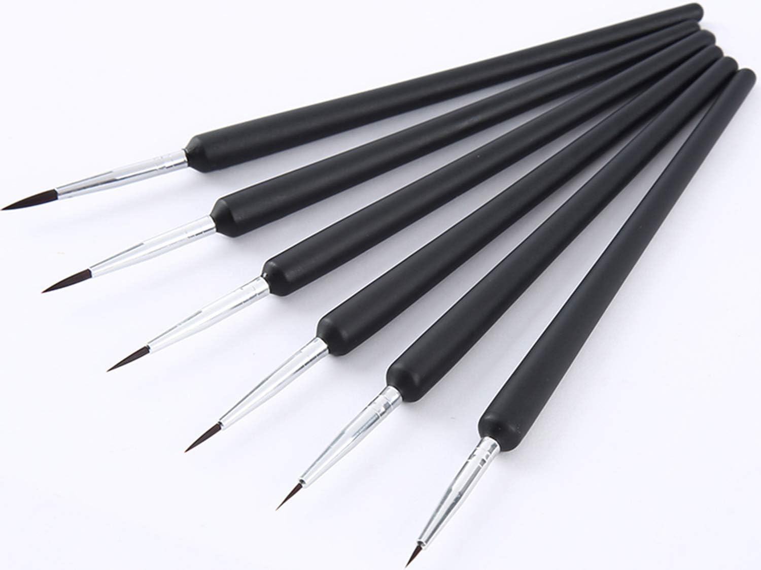 KOLAMOON 6 Pieces Detail Fine Nylon Paint Brush Set Miniature Painting Brushes for Watercolor, Oil, Acrylic Painting, face Painting, Model Painting, Black