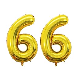 GOER 2 Pcs 42 Inch Gold Foil Balloons Number 6,Huge